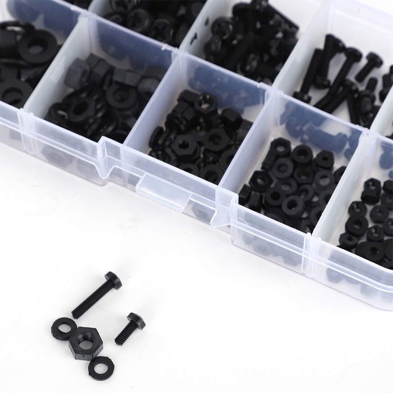 270 Pieces Nylon Screw Nut Set, M2/M2.5/M3/M4/M5 Nylon Hex Nut