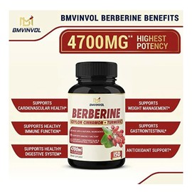 BMVINOL Berberine Ceylon Cinnamon + Turmeric 150 Capsules Exp 06/2025