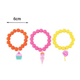 Colorful Enamel Dinosaur Charm Acrylic Beaded Strand Bracelet Set Round Beads for Women Cute Friendship Best Friend Preppy Y2k Party Jewelry-3pcs A