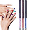 Ycyan 3Pcs Oval Gel Nail Brush Set Rhinestone Handle Professional