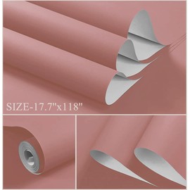 Dimoon 78.7"x17.7" Dark Pink Peel and Stick Wallpaper Pink Thicken Waterproof Contact Paper Solid Pink Nordic Pink Retro Wall Paper Self Adhesive Wallpaper Removable Shelf Drawer Liner Vinyl Roll