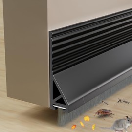 39” Under Door Draft Stopper with Brush,Silicone Door Sweep for Bottom of Exterior & Interior Doors, Soundproof Door Gap Filler Bottom Seal Dust Blocker and Noise Stopper (Black, 39in*1 Pack)