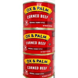 OX & Palm Corned Beef with Juices Original Chunky Style 15oz (Pack of  3)~3/2027