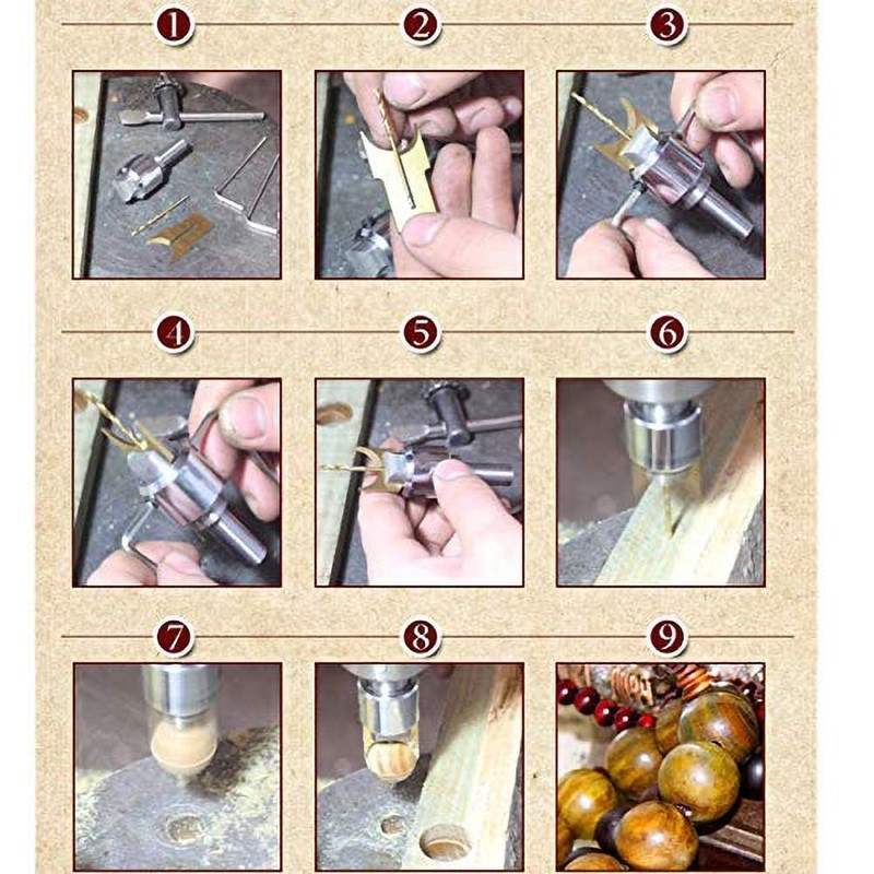Wooden Beads Drills Bit Kit, 14/15/16/18/20/22/25mm Wood Bead Maker Drill