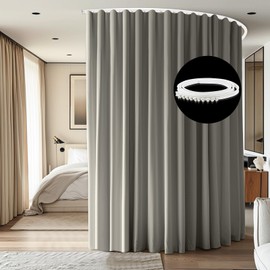 cbsroro Room Divider Curtains Ceiling Curtain Track Sets Blackout Curtains Ceiling Track for Curtain Flexible Track Curtain Extra Wide，W 8.3 x H 8ft 1Panel Light Grey Curtain and White Track