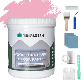 Jungarian Furniture Paint Kit 16oz with Tools - Water-based & Low Odor All-in-One No Sanding - Matte Finish Indoor Outdoor Wood Paint for Cabinets, Doors, Tables and Dressers - Cheery