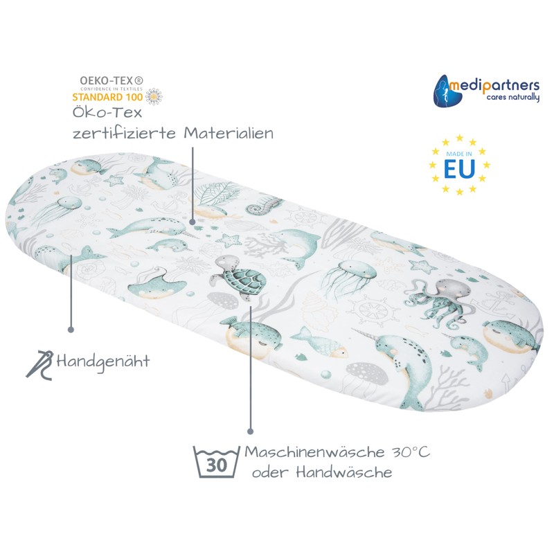 Medi Partners Fitted Sheet for Pram, 86 x 40 cm,