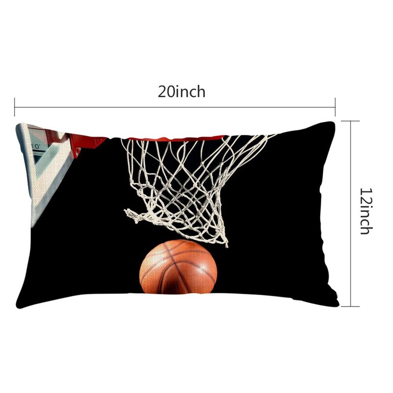 Nicokee Throw Pillow Cover Basketball with Hoop Sport Black Decorative