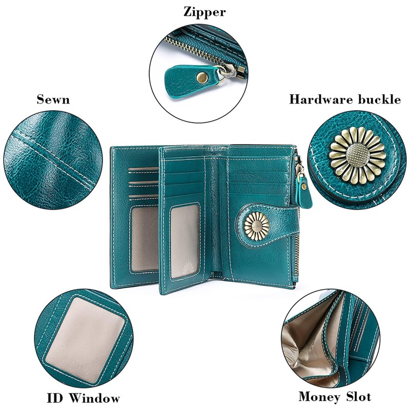 SENDEFN Bifold Purse Card Holder Wallet Genuine Leather RFID Blocking