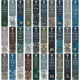 Epakh 120 Pieces Bible Verses Bookmarks with Hollow Cross Christian Gift for Church Inspirational Religious Bookmarks Gifts Reading Reward Scripture, 30 Style (Dark Style)