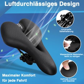 Deedlite Bike Saddle Premium Universal Saddle Pro 3.0 - Finally Pain-Free Cycling | Comfortable Soft Memory Foam Bicycle Saddle