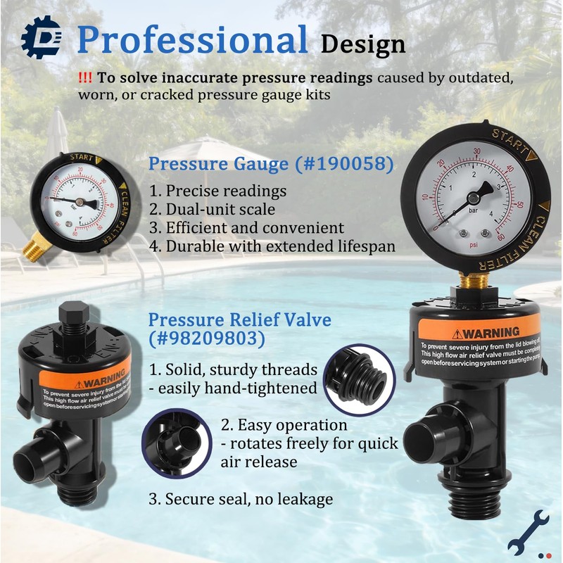 DELEYAPARS Air Relief Manual Valve Assembly 98209800 with Pressure Gauge