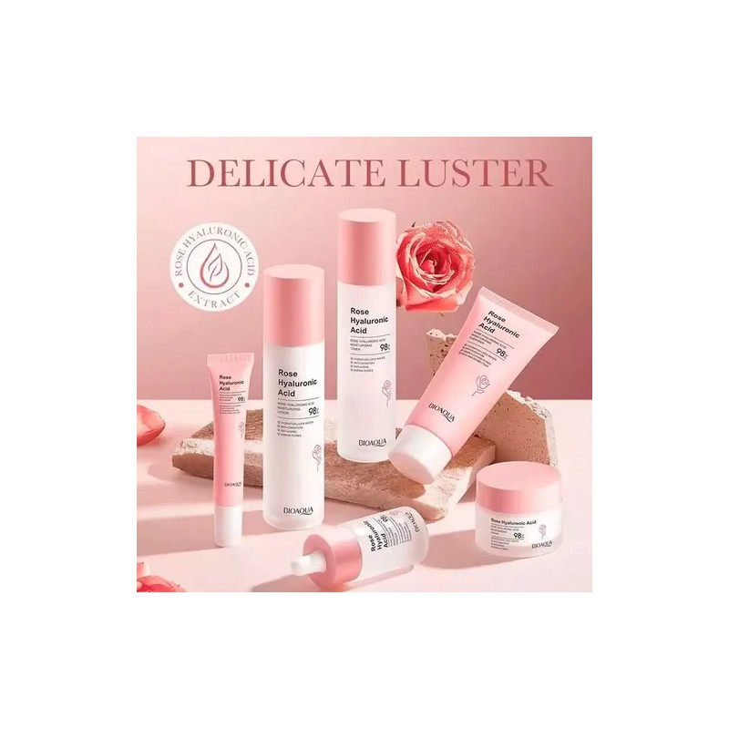 Kit Skincare Bioaqua Agua De Rosas Con Ácido Hialurónico