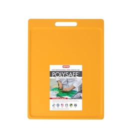 Dexas NSF Certified Polysafe Cutting Board with Handle, 11 x 14.5 Inches, Reversible Kitchen Cutting Board, Yellow