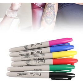 6 Unids/set Marcador de Piel para Piercing de Tatuaje, Marcadores de Tatuaje Temporal para la Piel, Bolígrafos de Tatuaje Hacen Líneas, Tinta de Tatuaje Temporal de Grado Cosmético