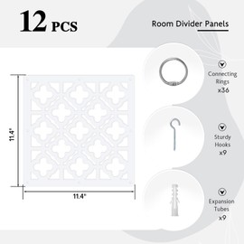 Boshen 12PCS Hanging Room Divider Wall Screen Panel Room Divider Panels Privacy Screen Divider Home Decor for Living Room Bedroom Home Office Restaurant Decor-Window Flower