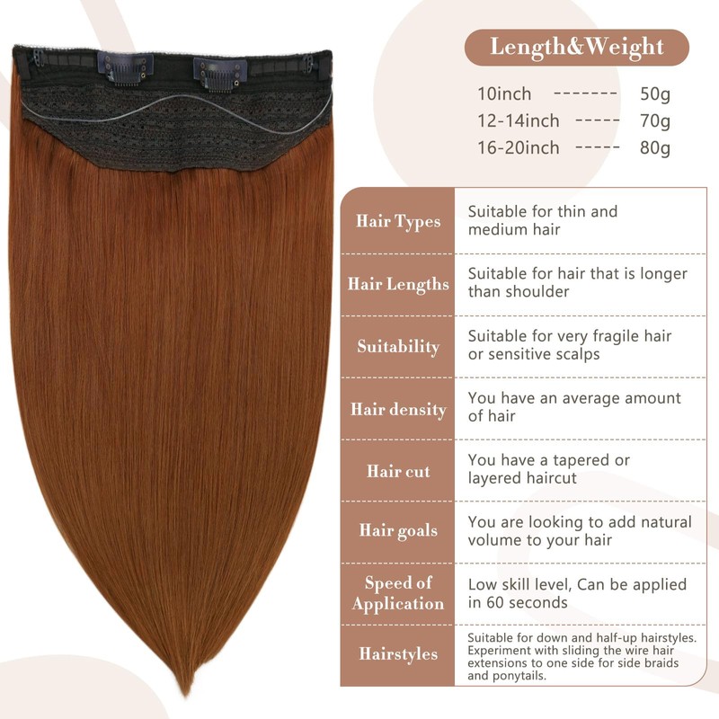 Full Shine Wire Hair Extensions for Women 12 Inch Hidden