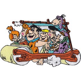 Flintstones The Flintstones Characters in Car 4.5 Inches Wide Embroidered Patch