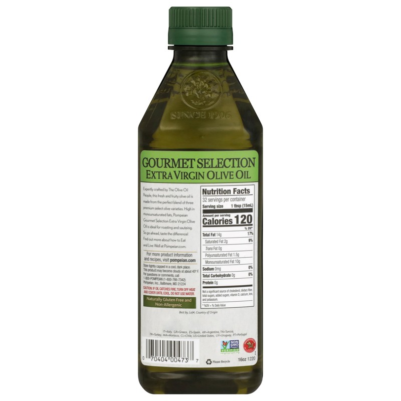 Pompeian Gourmet Selection Extra Virgin Olive Oil, Contains Polyphenols, First