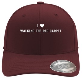 I Heart Love Walking The Red Carpet - Soft Flexfit Baseball Hat Cap, Maroon, Large/X-Large