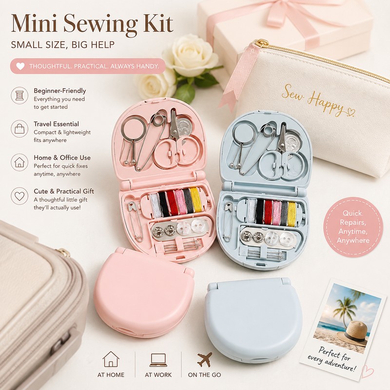 Mini Travel Sewing Kit for Quick Repairs – 2-Pack Portable