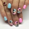 24Pcs Summer Press on Nails Short Summer Palm Tree Fake