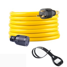 Yodotek 15FT Heavy Duty 3 Prong Generator Locking Power Cord NEMA L5-30P/L5-30R,10 Gauge SJTW Cable, 125V 30Amp Yellow Generator Lock Extension Cord with UL Listed…