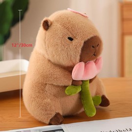 NatureMan Cute Capybara Stuffed Animals,Kawaii Capybara Plush Toys, Capybara Stuffed Aniamls Toys for Girls Kids Adults Birthdays (Flower Style -12inch)
