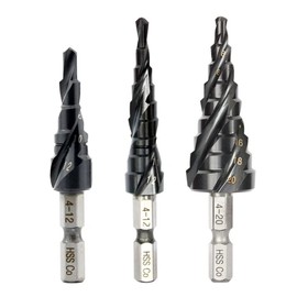 YMJOGGUE Step Drill, Bamboo Shoot Drill, Hexagonal Axis, Spiral Drill, Drill, Bamboo Shoot Drill, Titanium Nitride Aluminum Coating, HSS-Co/M35, Cobalt High Speed Steel, Sharp, For Stainless Steel, Set of 3