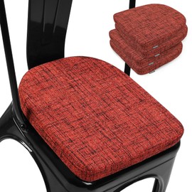 SINOSSO Memory Foam 14" Metal Chair Cushions 4 Pcs, Modern Interwoven Style Magnetic Chair Pads for Dining Kitchen Cafe Bistro Stackable Chair (U-Shape, Red, 4)