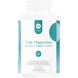 Triple Magnesium 180 Cápsulas - Magnesio Glicinato, Malato y Citrato - Máxima Absorción - Suplemento Alimenticio de Magnesio en Cápsulas - Citrato de Magnesio - MW Labs