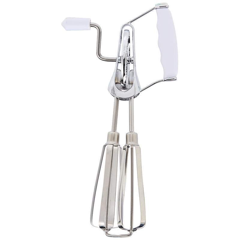 KitchenCraft KCSHWHISK Rotary Hand Whisk, Stainless Steel / Plastic, Silver/White