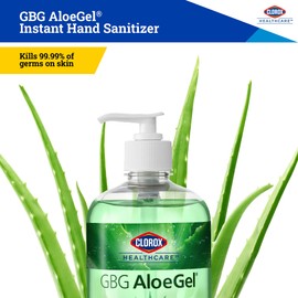 CLOROX Healthcare GBG AloeGel Hand Sanitizer Gel, Bleach Free Instant Hand Sanitizer Gel with Pump Sanitizer Dispenser, 18 oz