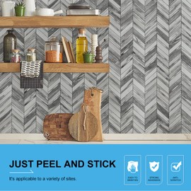 V-MOZZA Herringbone Peel and Stick Backsplash, 10-Sheet Peel and Stick Wall Tiles Self Adhesive PVC Tile Stick on Backsplash Tiles for Kitchen Fireplace