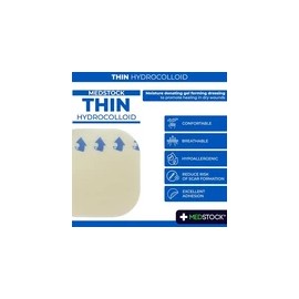 MEDSTOCK Thin Hydrocolloid Dressing 4" x 4" (Box of 10) – Advanced Wound Care Dressing for Pressure Ulcers, Burns, Post-Surgical Sites, and Minor Injuries – Moist Healing Environment with Gentle, Secure Adhesion
