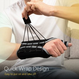 BraceUP Quick Wrap Wrist and Thumb Brace - Wrist Brace with Thumb Support for Thumb Spica Splint, Left and Right-hand wrist brace, Dequervains Tendonitis Wrist Brace with Thumb Stabilizer (Left Hand)