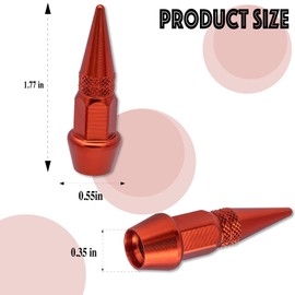 MEAJOO 6PCS Spiked Style Tire Valve Stem Caps, Universal Aluminium Alloy Dustproof Tire Valve Stem Covers for Cars, SUV, Trucks, Bikes, Motorcycles, Bicycles(45MM & Orange)