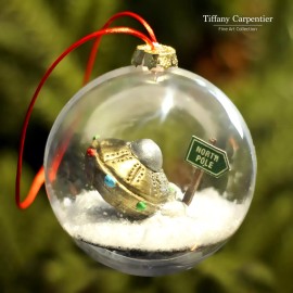 Tiffany Carpentier 3" UFO NORTH POLE ORNAMENT - Artist-designe