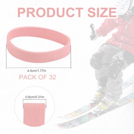 lasuroa 32pcs Ski Brake Retainers, Snowboard Brake Bands Retainers Brake Strap Rubber Band for Winter Ski Accessory (Pink)