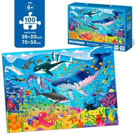 100 Piece Puzzles for Kids Ages 4-6 – 3 Floor Puzzles for Toddlers 3-5 by QUOKKA – Toy for Learning Ocean & Forest Animals for 6-8 yo – Jigsaw Toddler Game for Boy and Girl Ages 8-10