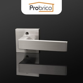 6 Pack Probrico Satin Nickel Door Handle,Half Dummy Lever, Non-Turning Interior Door Handles for Wardrobe French Doors, Easy Installation Pull Only Lever Set