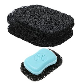 Snowkingdom 4 Pack Black Soap Saver Draining Lift Pad 2.9" x 4.5" PVC BPA-Free Non-Slip Durable