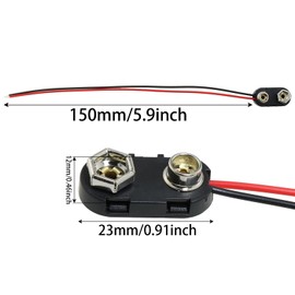 Heyous 6PCS 15CM Type I 9V Battery Connector Black Red 2 Wires Connection Snap on Cable Lead Suitable for 9 Volt Battery and 9 Volt Battery Holder