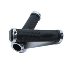 Beatus Bicycle Mountain Bike Handle Grips Left and Right Set Rubber Grips (Silver)