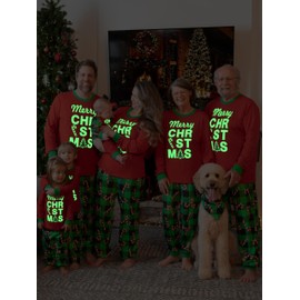 PATPAT Family Christmas Pyjamas Set, Partner Look Pajamas with Glow Effect, Christmas Outfit for the Whole Family, Mother Daughter Clothes, Christmas Family Pajamas