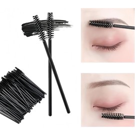 Cepillos de pestañas, 300 unidades, desechables para pestañas, cejas, pestañas, cepillo para pestañas, extensiones de pestañas, kit de pinceles para extensiones de pestañas postizas (negro)