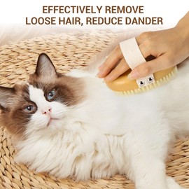 Soft Boar Bristle Pet Palm Brush for Short Haired Dogs and Cats with Band, Reduce Shedding, Ergonomic Dog Brush, Easy to Hold and Reduces Stress On Your Wrist | Ideal for Daily Grooming