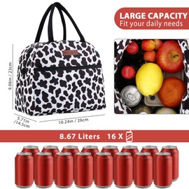 GODWOODS Lunch Bag, Lunch Box Lunch Bag for Women Adult Men, Insulated Leakproof Lunch Tote Large Capacity Reusable Cooler Lunch Container for Work/Office/Picnic(Cowprint)