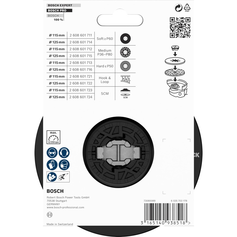 Bosch Professional Medium Hard Backing Pad (X-LOCK, Diameter 125 mm)