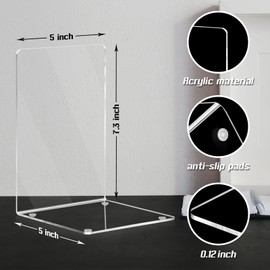 HappyHapi Acrylic Bookends for Shelves, 12 Pcs Clear Book Ends for Heavy Books, Decorative Book Holder for Home Library Office, 5 x 5 x 7.3 inch，6 Pair